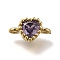 Rack Plating Brass Cubic Zirconia Heart Links Connector Charms, Long-Lasting Plated, Cadmium Free & Nickel Free & Lead Free, Real 18K Gold Plated, Medium Purple, 9x5x3.5mm, Hole: 1.2mm