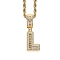 Brass Micro Pave Cubic Zirconia Pendants, Letter Charms, Letter L, 33x15mm
