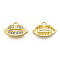 Rack Plating Alloy Charms, with Crystal Rhinestone, Cadmium Free & Nickel Free & Lead Free, Lip, Light Gold, 10x15x2mm, Hole: 1.6mm