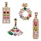 4 Pieces Brass Cubic Zirconia Charm Pendant Brass CZ Charm Mixed Shape Fan Rectangle Pendant for Jewelry Necklace Earring Making Crafts, Golden, 19~30x8~21.3mm, 1pc/style