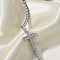 Minimalist Brass Cubic Zirconia Chain Bracelets for Women, Platinum, Cross, 6-3/4 inch(17cm)