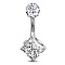 Clear Cubic Zirconia Belly Button Rings, Stainless Steel Piercing Navel Rings, Curved Barbell Body Jewelry for Women, Stainless Steel Color, Rhombus, 8~13mm, Bar: 10x1.5mm