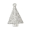 Christmas Themes Alloy Pendants, Cadmium Free & Lead Free, Platinum, Christmas Tree, 38.5x26x2.5mm, Hole: 1x3mm, about 315pcs/1000g