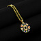 Brass Pave Colorful Cubic Zirconia Initial Ring Pendant Necklaces, 304 Stainless Steel Cable Chain Necklaces, Golden, Letter O, 17.72 inch(45cm)