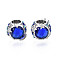 Rack Plating Alloy European Beads, Large Hole Beads, with Sapphire Rhinestone and Resin, Cadmium Free & Nickel Free & Lead Free, Rondelle, Platinum, Medium Blue, 11x10x10mm, Hole: 5mm