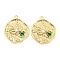 Brass Micro Pave Cubic Zirconia Pendants, Cadmium Free & Nickel Free & Lead Free, Flat Round with Dragon, Green, 23x20x2mm, Hole: 1.6mm