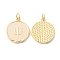 Rack Plating Brass Pendants with Jump Ring, with Enamel, Long-Lasting Real 18K Gold Plated, Cadmium Free & Lead Free, Flat Round, Blanched Almond, 17.5x15x2mm, Hole: 3mm