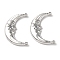 Eco-Friendly Alloy Pendants, Moon, Platinum, 24x16.5x3mm, Hole: 1.5mm