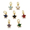 Brass Micro Pave Cubic Zirconia Pendants, Long-Lasting Plated, with Jump Rings, Real 18K Gold Plated, Star, Mixed Color, 8.5x7x4mm, Hole: 3mm