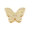 Brass Micro Pave Clear Cubic Zirconia Multi-Strand Links, Cadmium Free & Nickel Free & Lead Free, Butterfly, Real 18K Gold Plated, 14.5x20.5x5.5mm, hole: 9.5x2.5mm, 6X2.5mm and 12.5x2.5mm