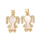Brass Micro Pave Clear Cubic Zirconia Pendants, Cadmium Free & Lead Free, with Shell, Real 18K Gold Plated, Human, 21x15x2.5mm, Hole: 5x3.5mm