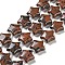 Natural Mahogany Obsidian Beads Strands, with Seed Beads, Puffed Star, 14~15.5x15~16x6.5~7mm, Hole: 1mm, about 24~25pcs/strand, 15.55''~15.95''(39.5~40.5cm)