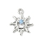 Brass Micro Pave Cubic Zirconia Charms, Cadmium Free & Nickel Free & Lead Free, Sun, Platinum, 15x12.5x2.5mm, Hole: 1.4mm