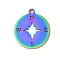 Ion Plating(IP) 304 Stainless Steel Pendants, Laser Cut, Compass, Rainbow Color, 17x15x1mm, Hole: 1.4mm