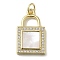 Brass Micro Pave Cubic Zirconia Pendants, Cadmium Free & Lead Free, with Shell, Lock, Real 18K Gold Plated, 21x12.5x3mm, Hole: 3.4mm