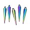 Alloy Pendants, Cadmium Free & Nickel Free & Lead Free, Cone, Rainbow Color, 25x4mm, Hole: 2mm