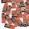 Resin & Walnut Wood Pendants, Rectangle, Coral, 17x5.5x3~3.5mm, Hole: 1.5mm