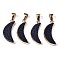 Synthetic Blue Goldstone Pendants, with Golden Brass Pinch Bail and Edge, Moon, 28x11~12x4mm, Hole: 7x4mm