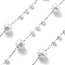 Handmade 304 Stainless Steel Chains, with ABS Imitation Pearl, Soldered, Round, with Spool, Stainless Steel Color, 6.5x6mm, about 16.40 Feet(5m)/Roll