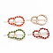 Alloy Hollow Hair Barrettes, Ponytail Holder Statement, with Glass Beads and Brass Beads, Light Gold, Mixed Color, 60.5x32x8mm