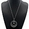 Fashionable Alloy Pendant Necklaces, with Black Glass, Flat Round