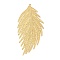 304 Stainless Steel Etched Metal Embellishments Pendants, Leaf Charm, Real 18K Gold Plated, 65x33x0.5mm, Hole: 1.4mm
