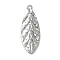 Non-Tarnish Textured 304 Stainless Steel Pendants, Leaf Charms, Stainless Steel Color, 40x15x1mm, Hole: 2.5mm