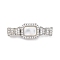 Brass Micro Pave Clear Cubic Zirconia Box Clasps, Cadmium Free & Nickel Free & Lead Free, with Shell Epoxy Resin, Rectangle, Platinum, 31x11x8mm