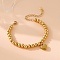 Stainless Steel Charm Bracelets for Woman, with Round Beads, Heart, Golden, 6-1/4 inch(16cm)