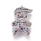 Brass Micro Pave Cubic Zirconia Slide Charms, Boy, Colorful, Platinum, 17x12x5.5mm, Hole: 2x10mm