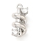 Brass Micro Pave Cubic Zirconia Pendants, Spiral, Platinum, 16x7.5x7mm, Hole: 1.2mm