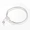 Brass European Style Bracelet Making, Nickel Free, with Iron Extender Chain, Silver, 190x2.5mm