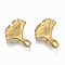 Brass Links connectors, Nickel Free, Ginkgo Leaf, Raw(Unplated), 15x13x5mm, Hole: 1.5mm