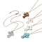 304 Stainless Steel Cable Chain Necklaces, Mixed Gemstone Heart Cross Pendant Necklace, 15-3/4 inch(40cm), 0.15cm