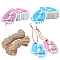 2 Sets 2 Colors Footprint Paper Tags, Gift Tags, with 2 Bundles Hemp Cord, for Gift Packaging, Mixed Color, Paper Tag: 6.1x5.5x0.03cm, 1 color/set, 50pcs/color