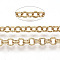 Iron Rolo Chains, Double Link Chains, Unwelded, with Spool, Light Gold, Link: 4x0.6mm, about 164.04 Feet(50m)/roll