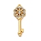 304 Stainless Steel Rhinestone Pendants, Real 18K Gold Plated, Key, 29.5x11x3.5mm, Hole: 1.6mm