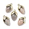 Natural Sunstone Pendants, with Golden Brass Finding, Straberry Shape Charms, Faceted, 19.5x12x6.5mm, Hole: 1.6mm