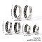Elegant Brass Pave Cubic Zirconia Hoop Earrings, Black, 15~11x3mm
