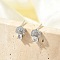 Brass Micro Pave Clear Cubic Zirconia Stud Earrings, Lead Free & Cadmium Free, Long-Lasting Plated, Rack Plating, Platinum, Mushroom, 9x7mm