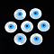 Natural White Shell Mother of Pearl Shell Beads, with Synthetic Turquoise, Flat Round with Evil Eye, Light Sky Blue, 15x3mm, Hole: 0.7mm