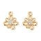 Brass Micro Pave Cubic Zirconia Pendants, Cadmium Free & Nickel Free & Lead Free, Flower Charms, Real 18K Gold Plated, 14x11x2.5mm, Hole: 1.4mm