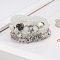 4Pcs Bohemian Style Alloy & Glass & Acrylic Charm Bracelets Set, Butterfly & Anchor & Elephant, Antique Silver, White, 7-1/8 inch(18cm)