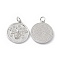 Rack Plating Brass Pendants, Long-Lasting Plated, Lead Free & Cadmium Free, Flat Round with Bee Charm, Platinum, 19x17x3mm, Hole: 3mm