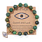 Natural African Turquoise(Jasper) Round Beads Stretch Bracelets, Alloy Micro Pave Clear Cubic Zirconia Evil Eye Charm Bracelets for Women, 7-1/2 inch(19cm)