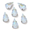 Mocha Fluorescent(MI) Teardrop Sew on Rhinestone, Multi-strand Links, with Brass Prong Settings, Garments Accessories, Light Sapphire, 10x6.5x4.5mm, Hole: 1mm
