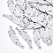 Tarnish Resistant 201 Stainless Steel Links connectors, Laser Cut Links, Feather, Stainless Steel Color, 28.5x7.5x1mm, Hole: 1.8mm