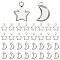 DICOSMETIC 40Pcs 2 Styles Stainless Steel Star and Moon Pendant Cabochon Settings Moon and Star Shape Metal Pendants Hypoallergenic Star and Moon Charm for Bracelet Necklace Jewelry Making
