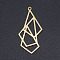 201 Stainless Steel Pendants, Origami, Rhombus, Golden, 35x17.5x1mm, Hole: 1.6mm