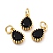 Brass Micro Pave Cubic Zirconia Pendants, Real 18K Gold Plated, Long-Lasting Plated, Teardrop, Black, 12x7.5x3.5mm, Hole: 3mm